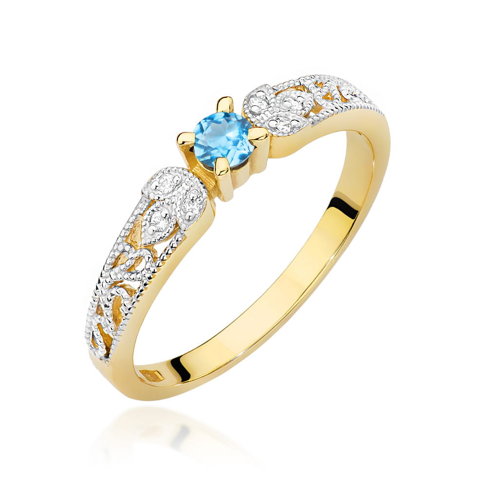 Gold Ring With Topaz And Diamonds