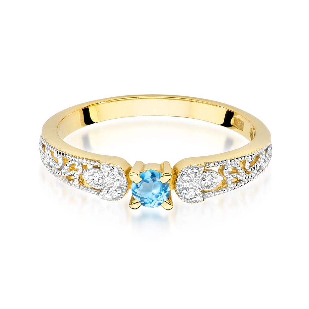 Gold Ring With Topaz And Diamonds