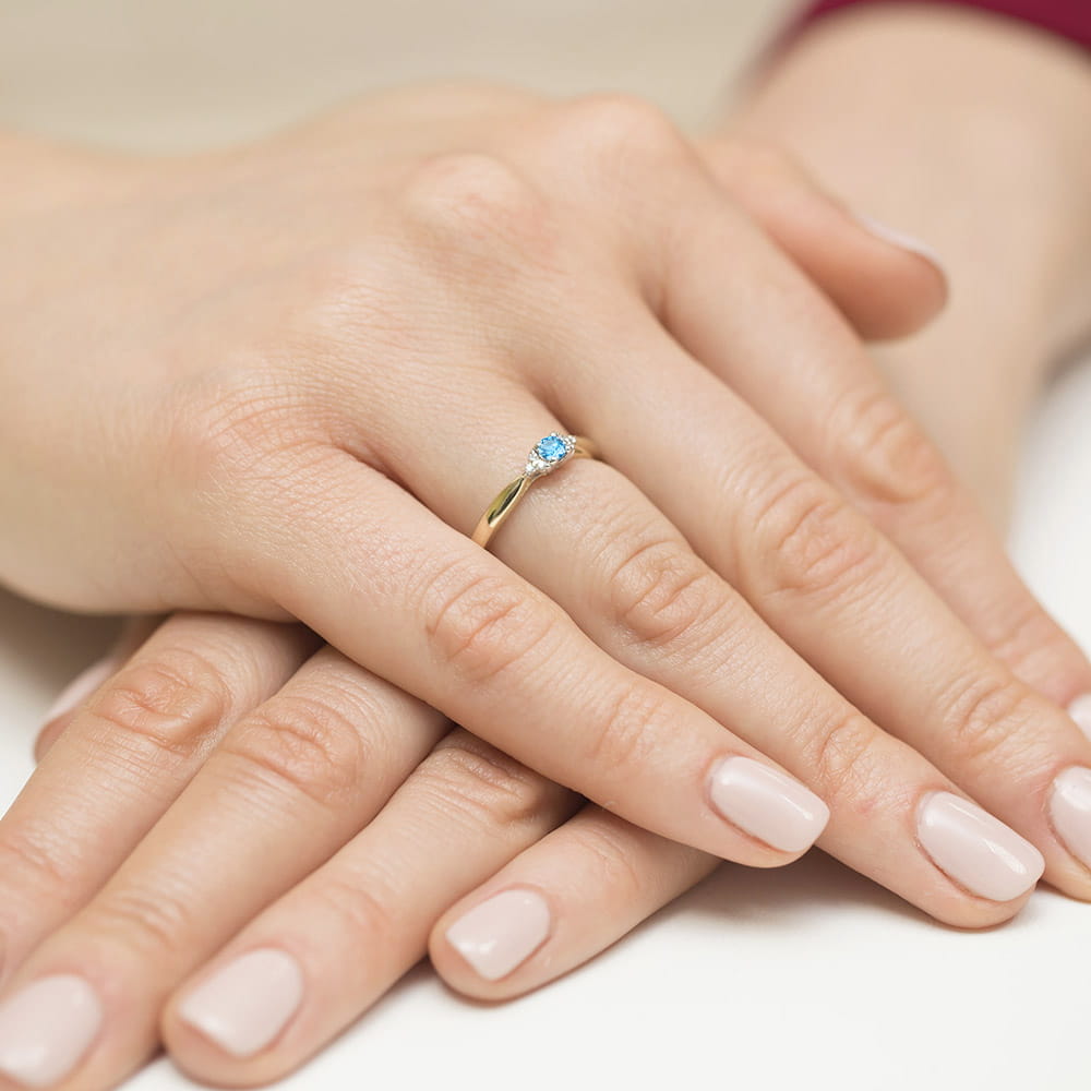 Gold Ring With Topaz And Diamonds