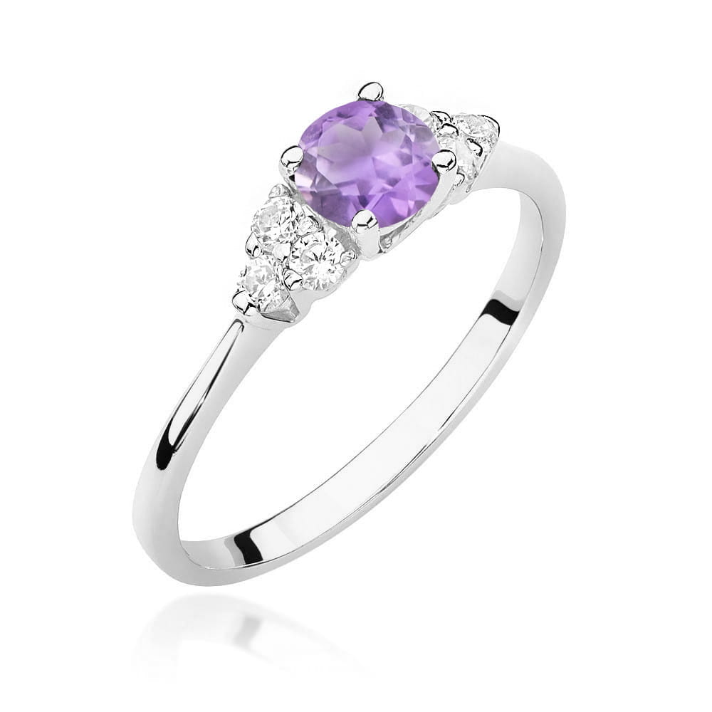 Gold Ring With Amethyst And Diamonds