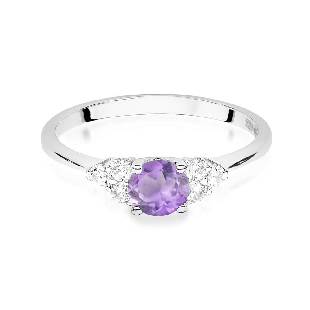 Gold Ring With Amethyst And Diamonds
