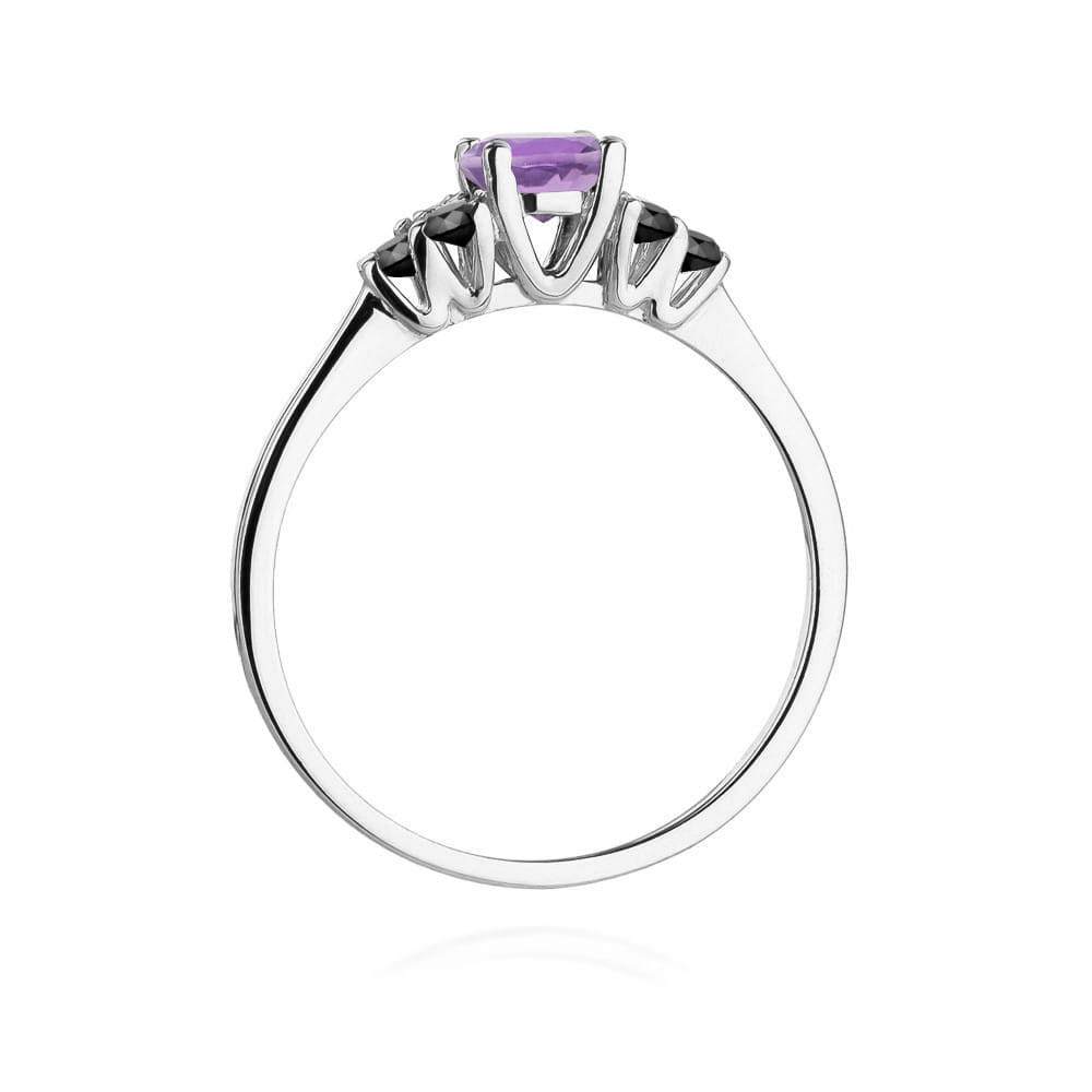 Gold Ring With Amethyst And Black Diamonds