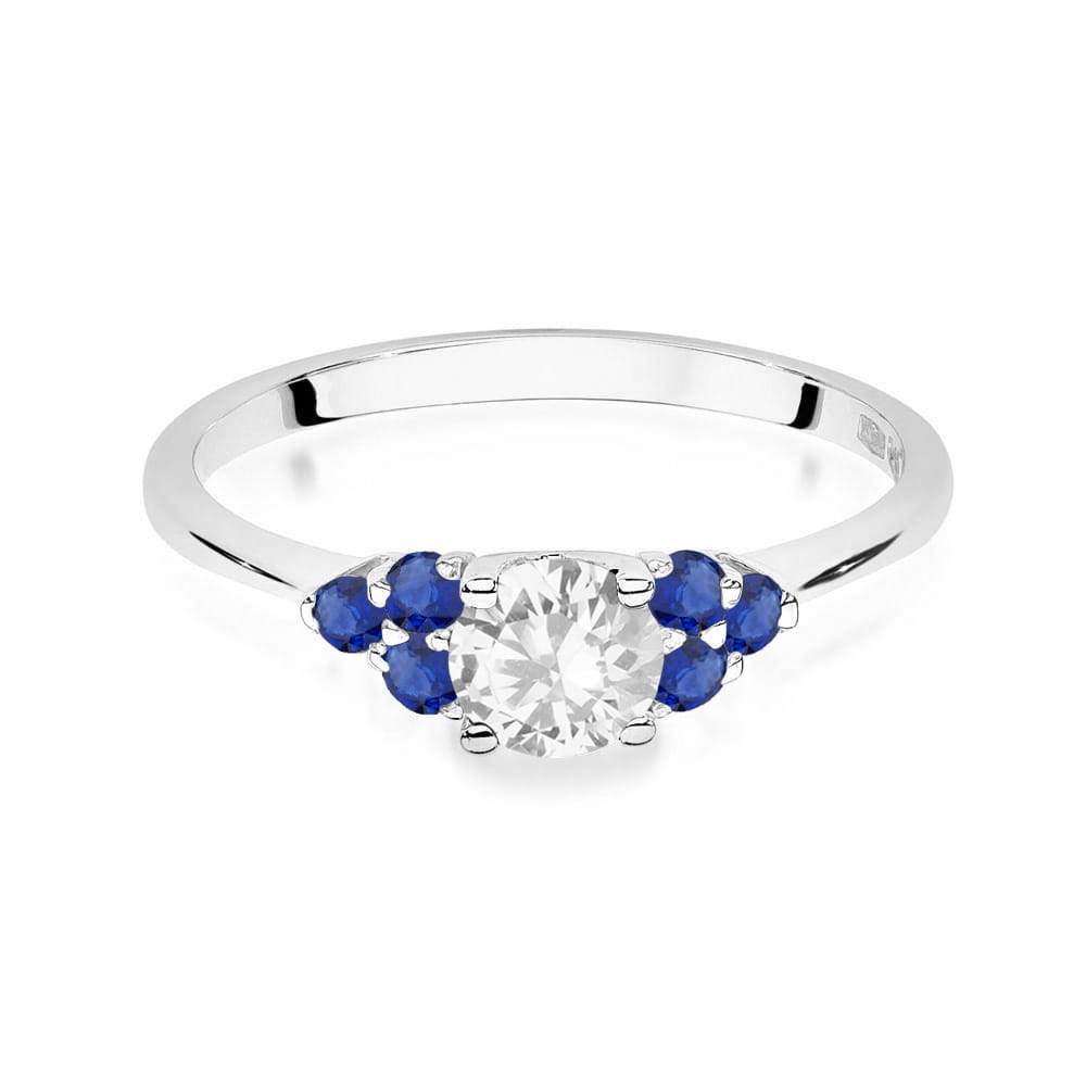 Gold Ring With White And Blue Sapphires