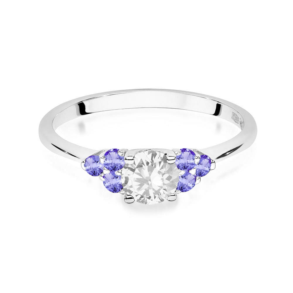 Gold Ring With White Sapphire And Tanzanite