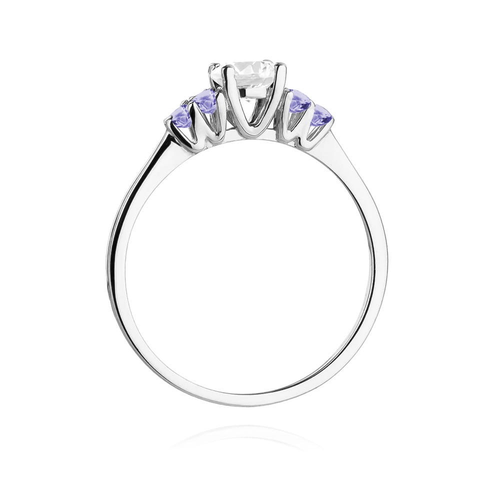 Gold Ring With White Sapphire And Tanzanite