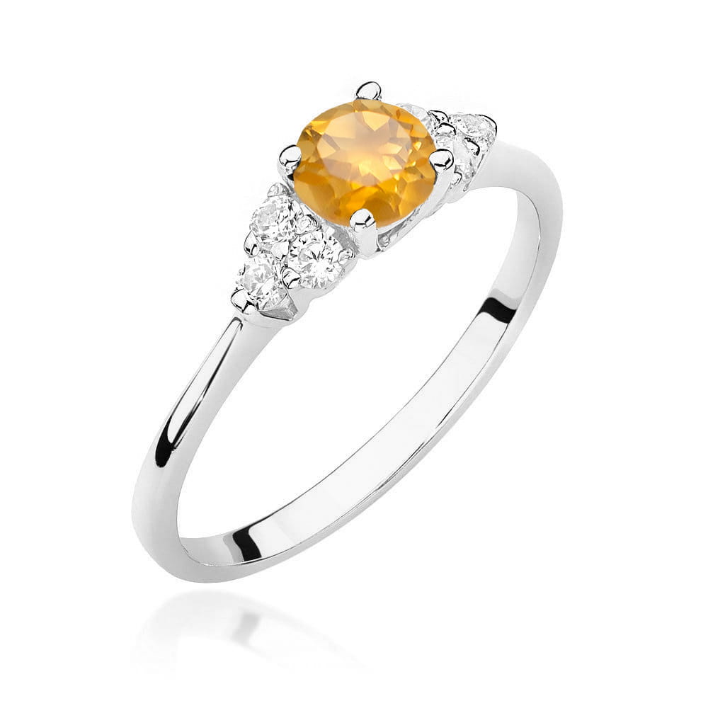 Gold Ring With Citrine And Diamonds