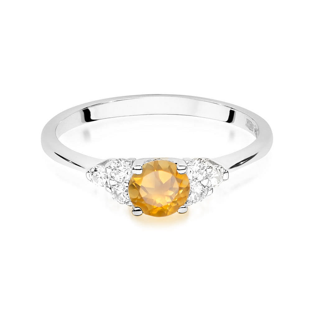 Gold Ring With Citrine And Diamonds
