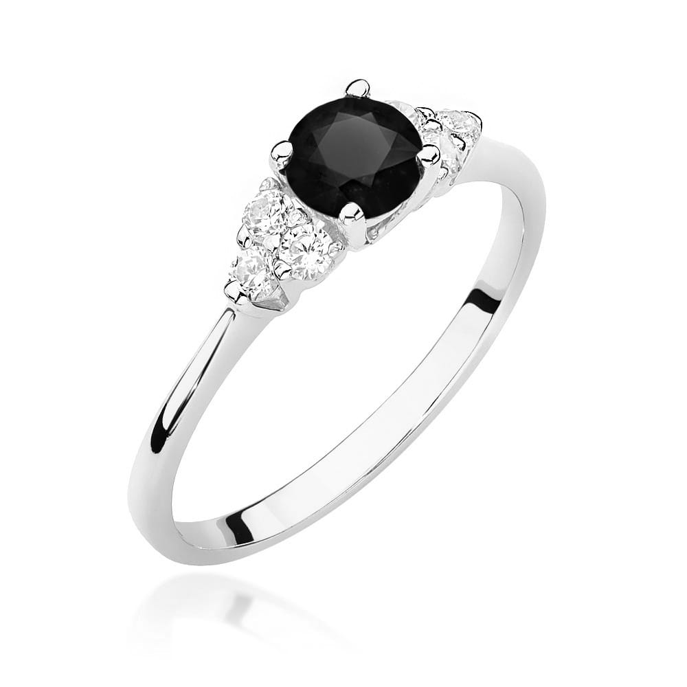 Gold Ring With Black And White Diamonds