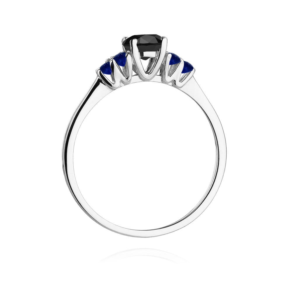 Gold Ring With Black Diamond And Sapphires