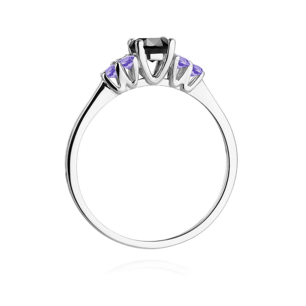 Gold Ring With Black Diamond And Tanzanite