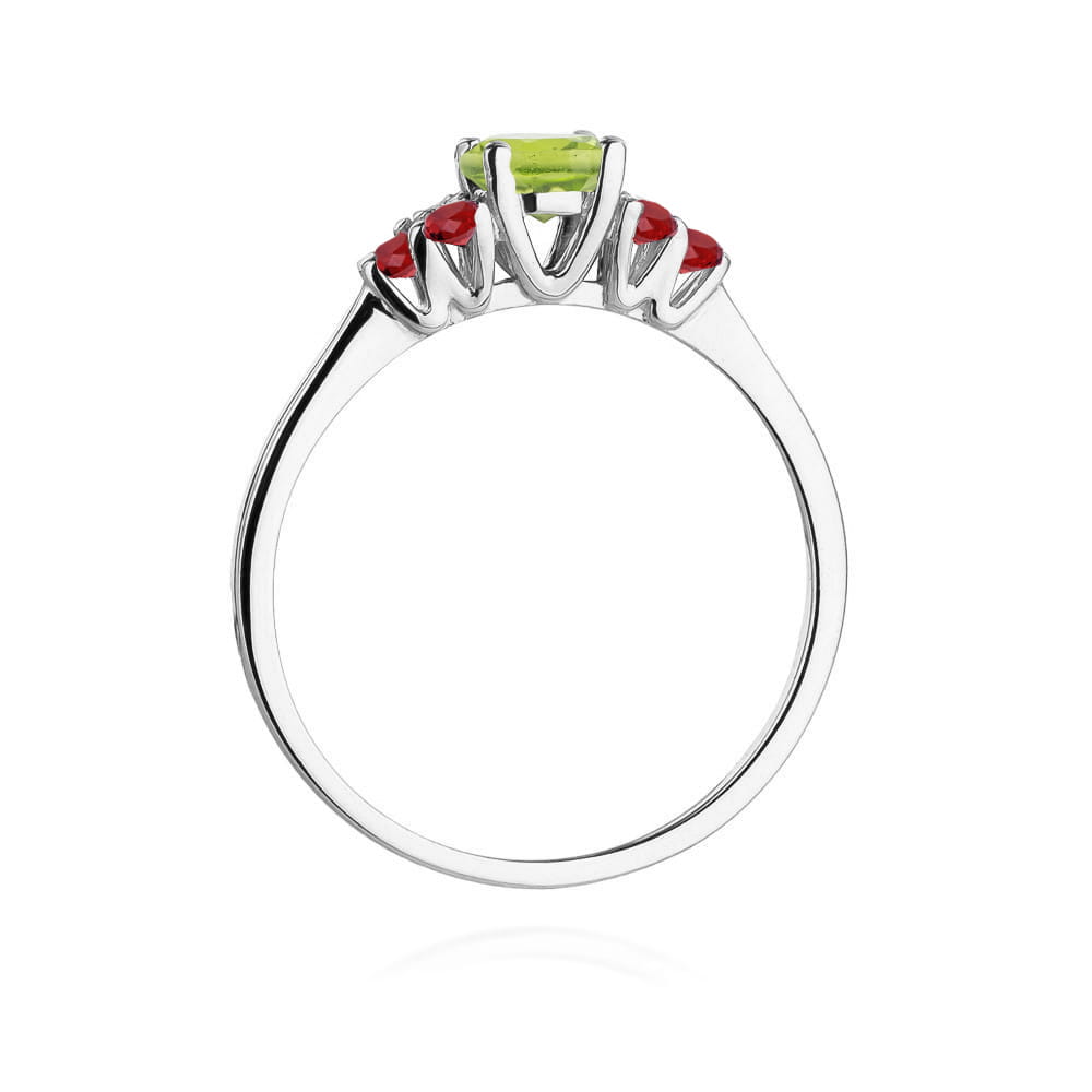Gold Ring With Peridot And Rubies