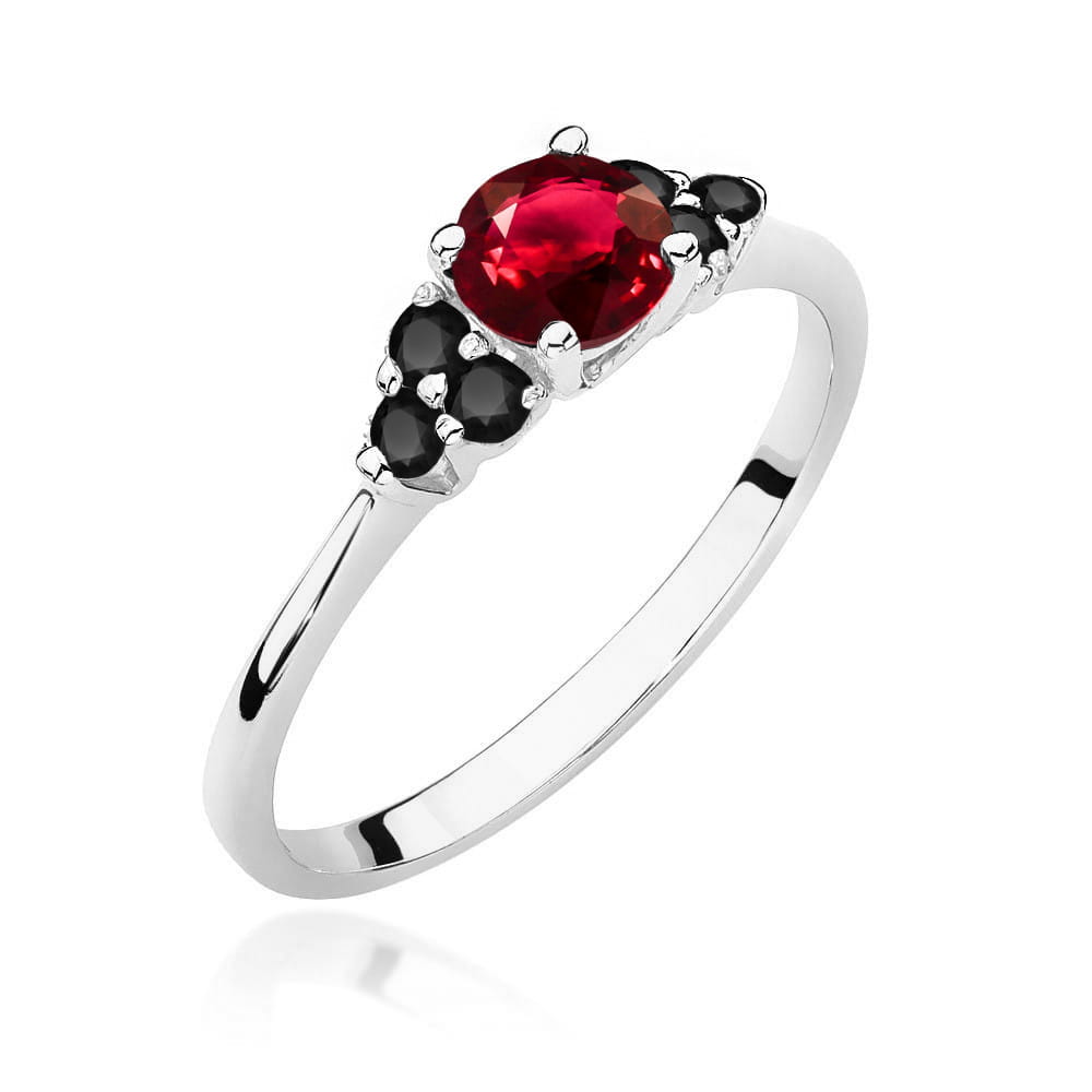 Gold Ring With Ruby And Black Diamonds