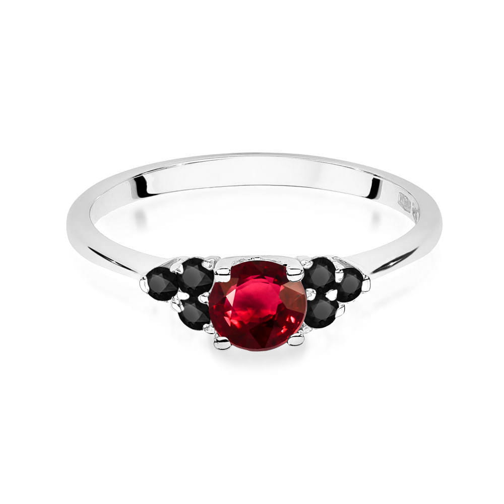 Gold Ring With Ruby And Black Diamonds