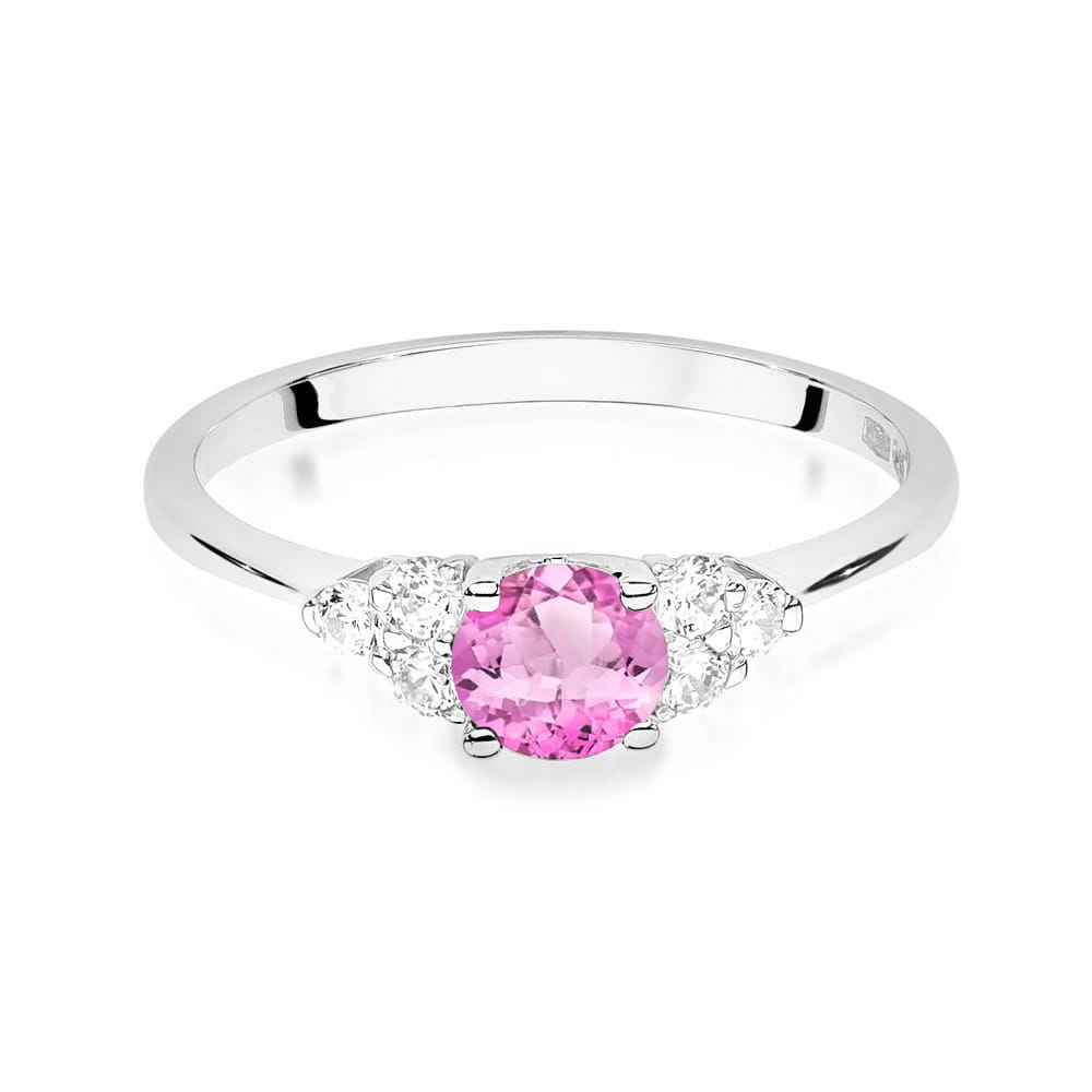 Gold Ring With Pink Topaz And Diamonds