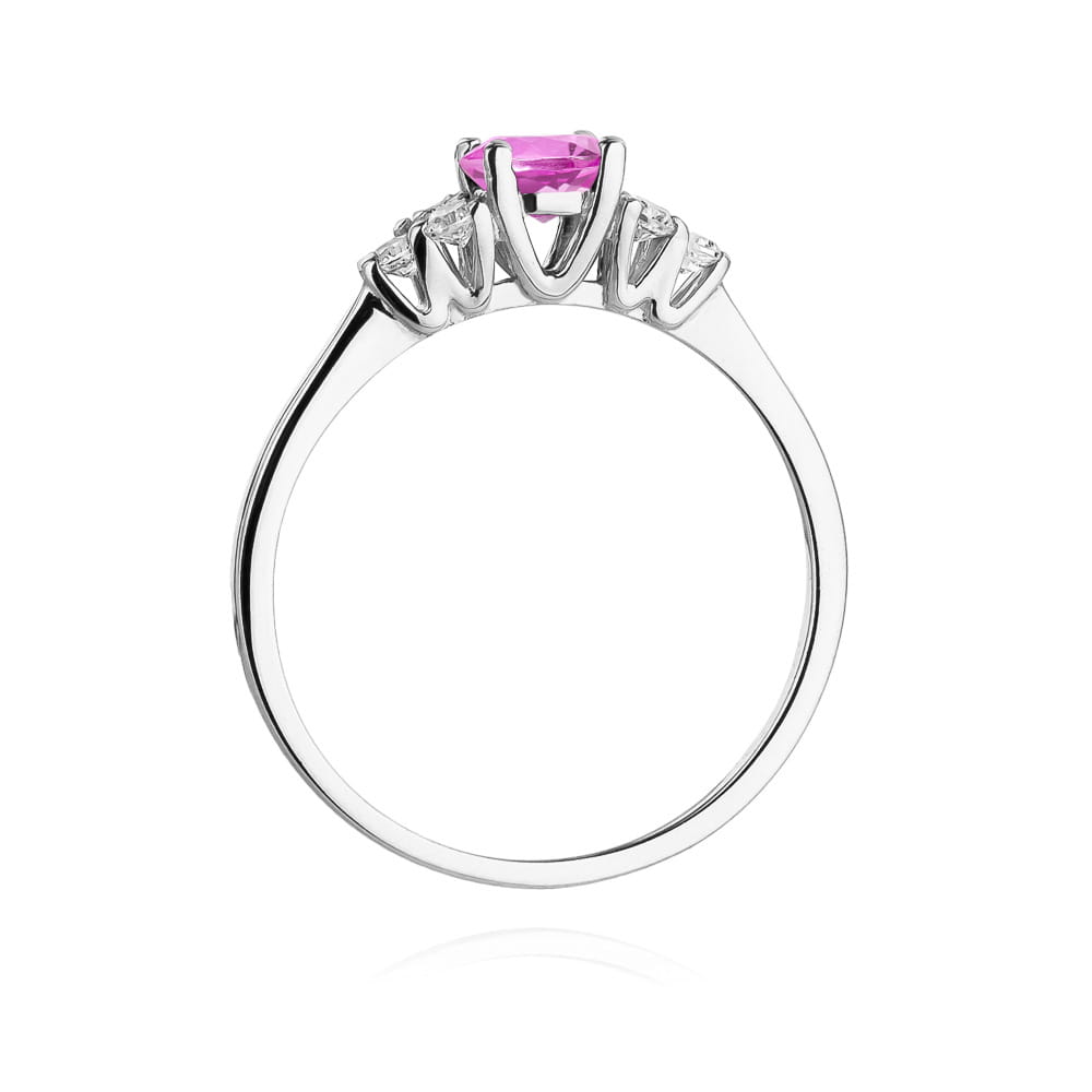 Gold Ring With Pink Topaz And Diamonds