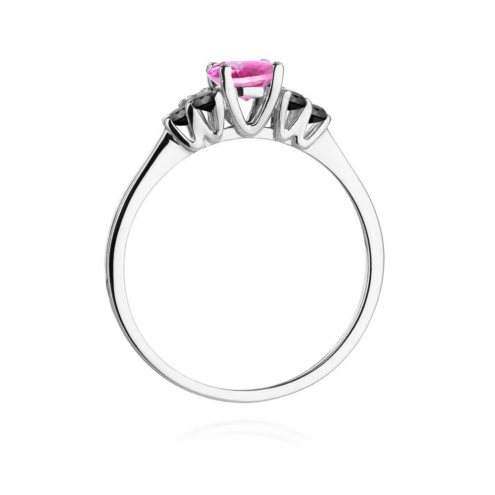 Gold Ring With Pink Topaz And Black Diamonds