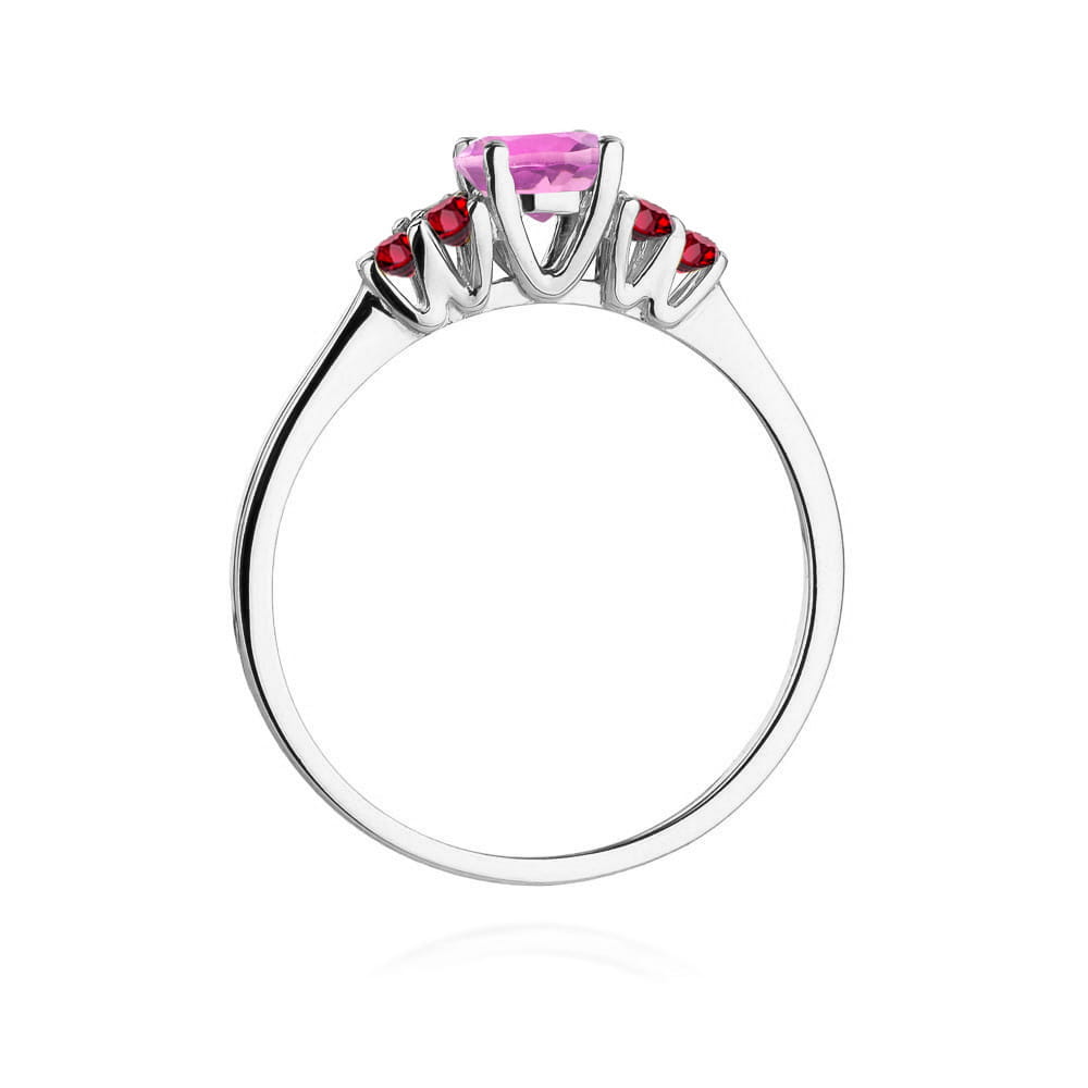 Gold Ring With Pink Topaz And Rubies