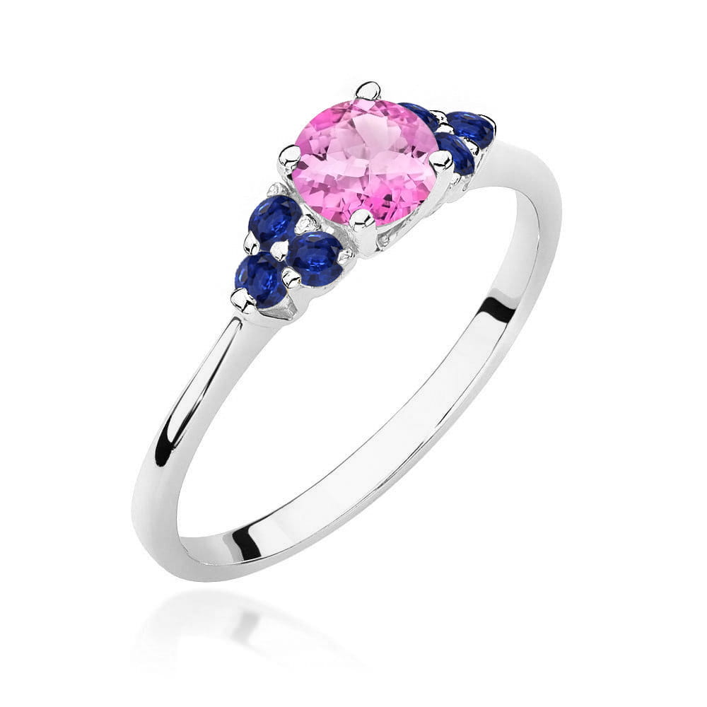 Gold Ring With Pink Topaz And Sapphires