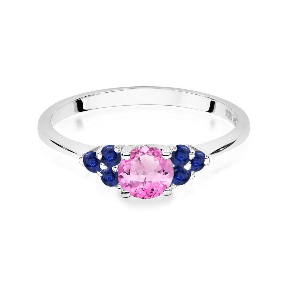 Gold Ring With Pink Topaz And Sapphires