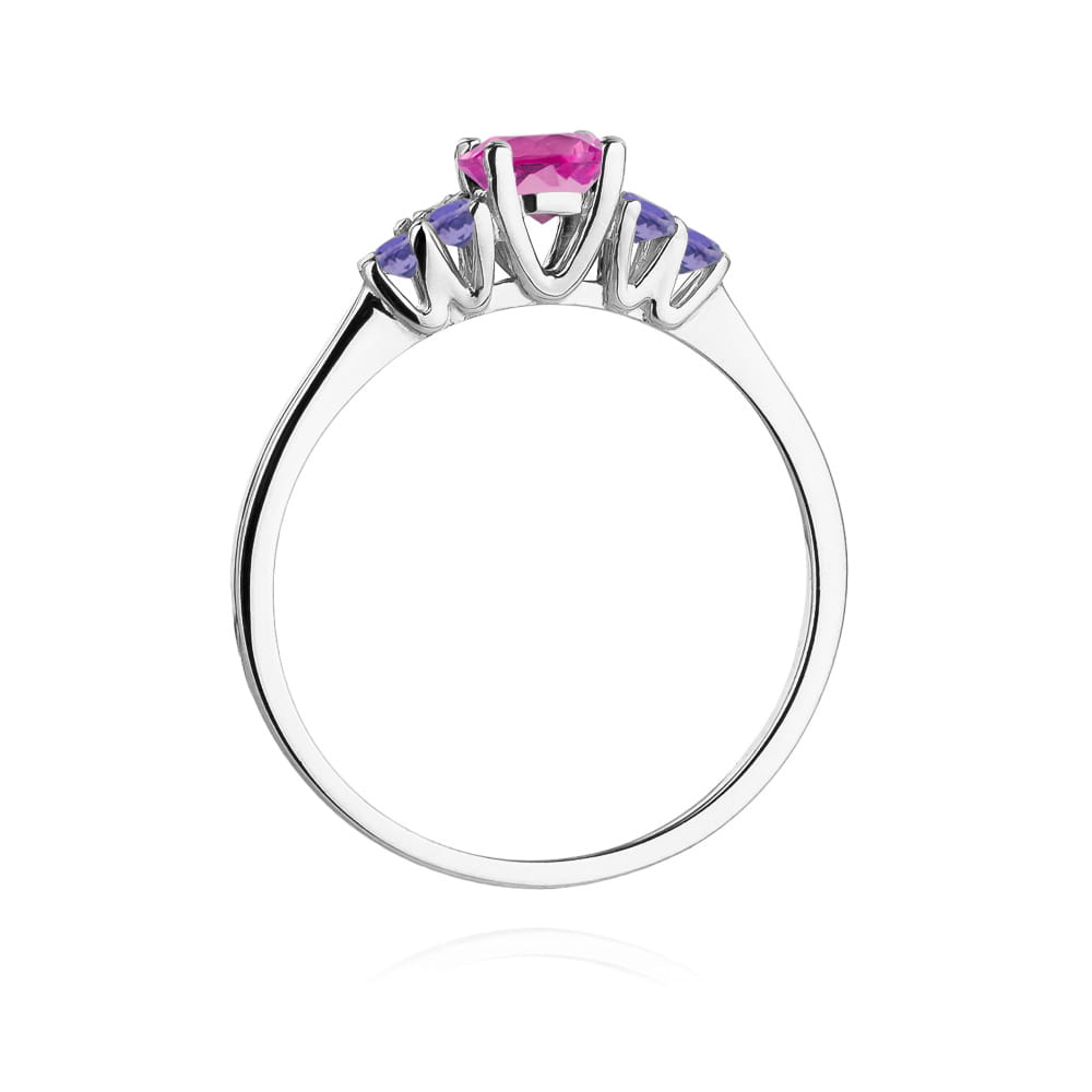 Gold Ring With Pink Topaz And Tanzanites