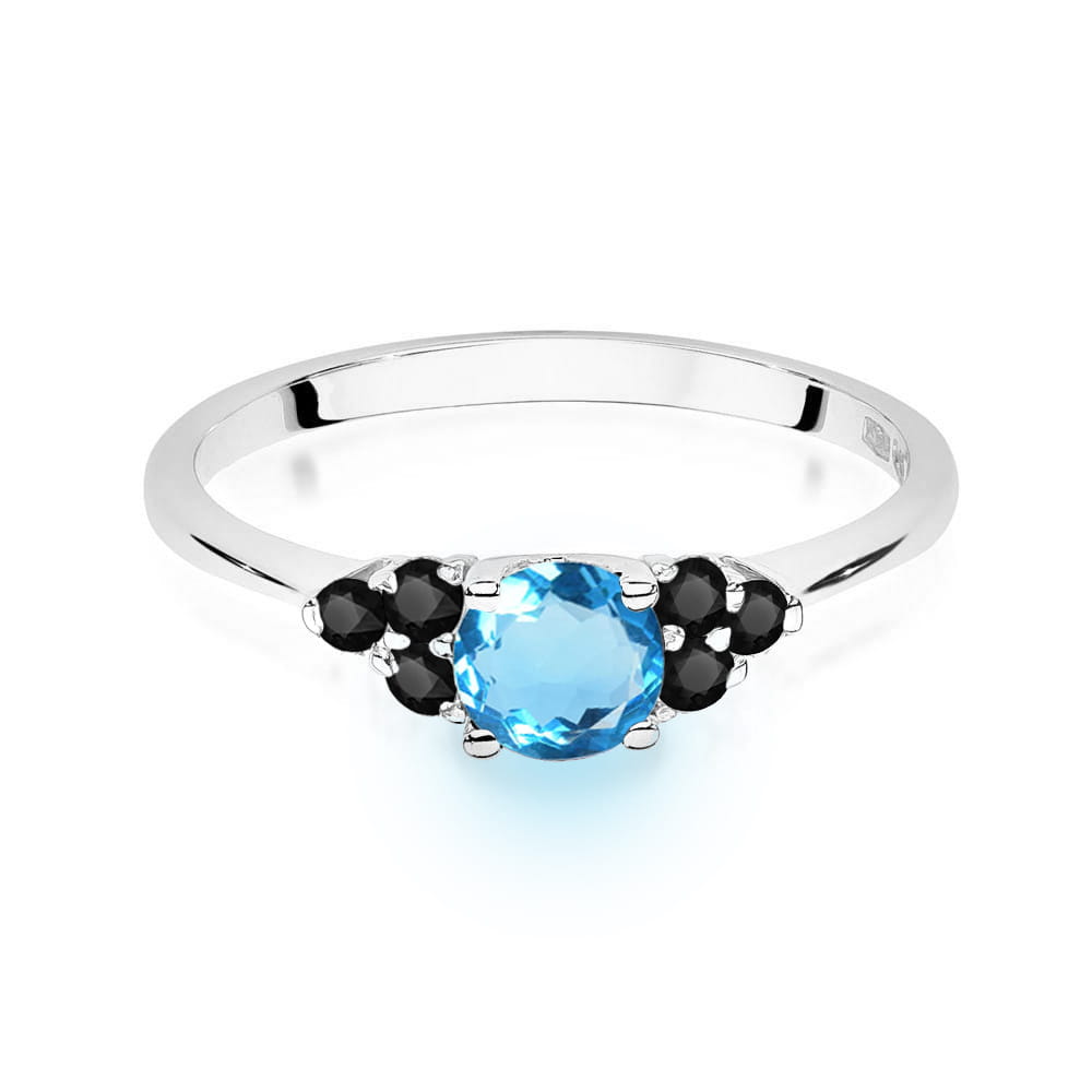 Gold Ring With Topaz And Black Diamonds