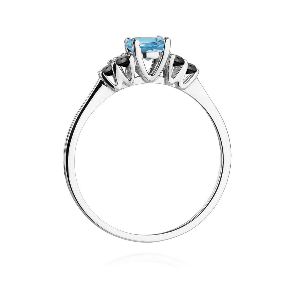 Gold Ring With Topaz And Black Diamonds
