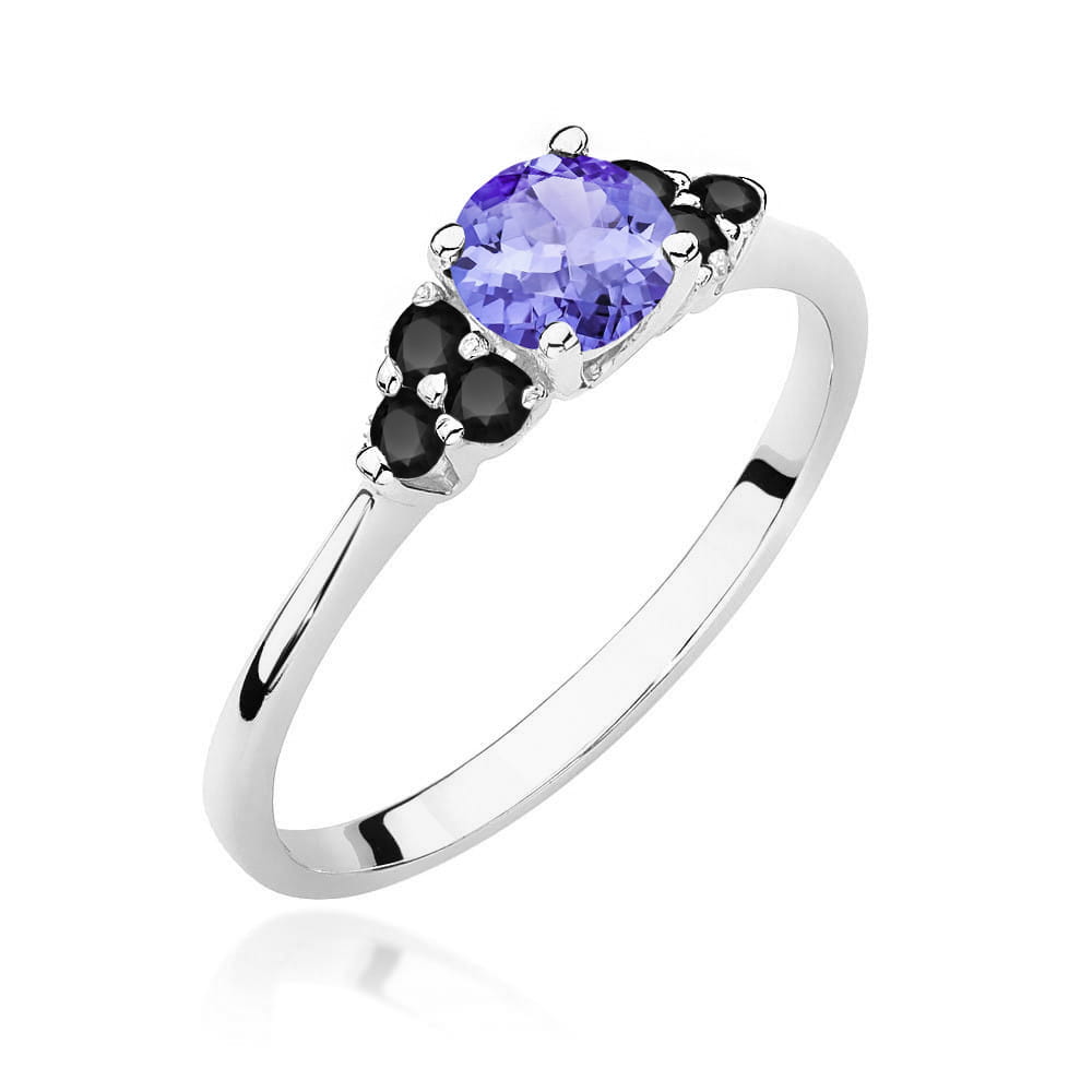 Gold Ring With Tanzanite And Black Diamonds