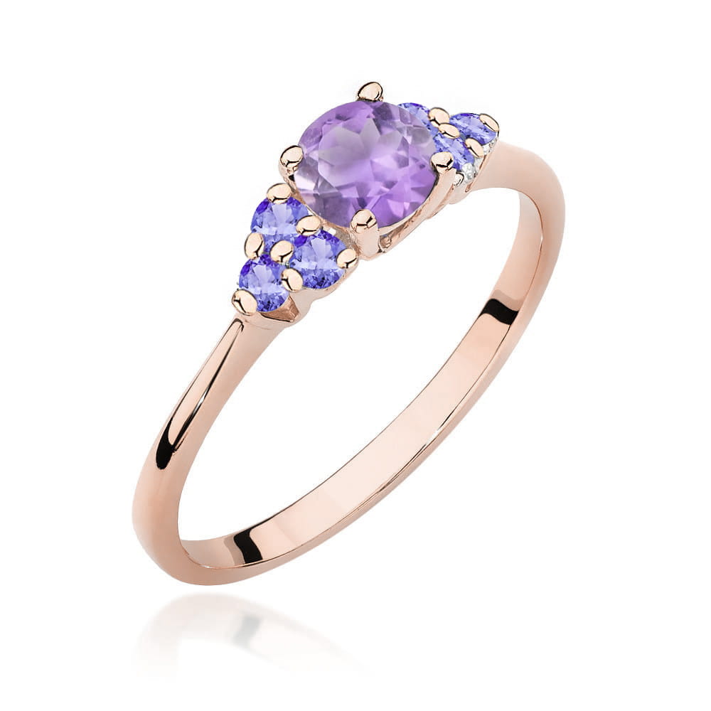 Gold Ring With Amethyst And Tanzanite
