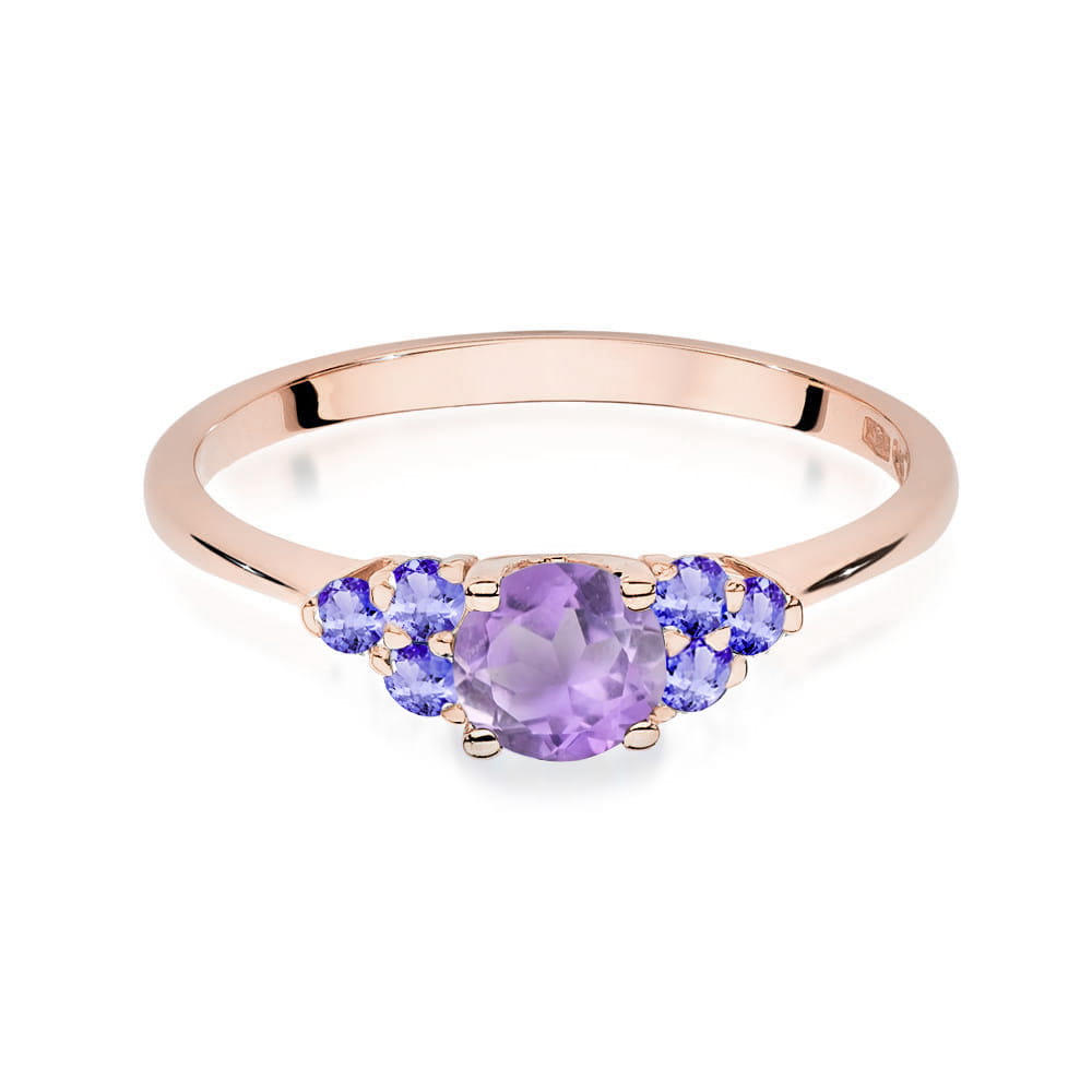 Gold Ring With Amethyst And Tanzanite