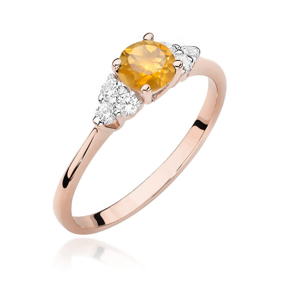 Gold Ring With Citrine And Diamonds
