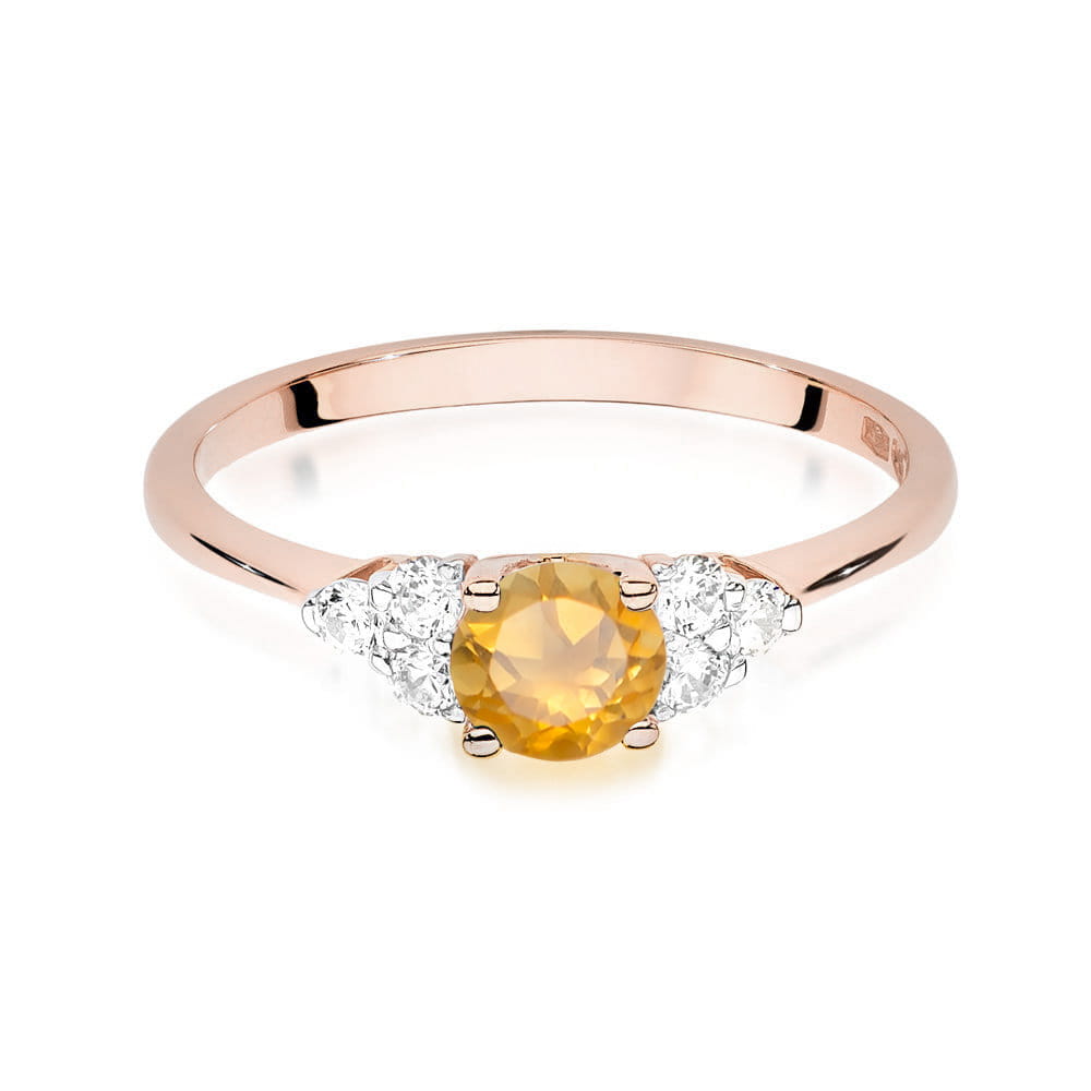 Gold Ring With Citrine And Diamonds