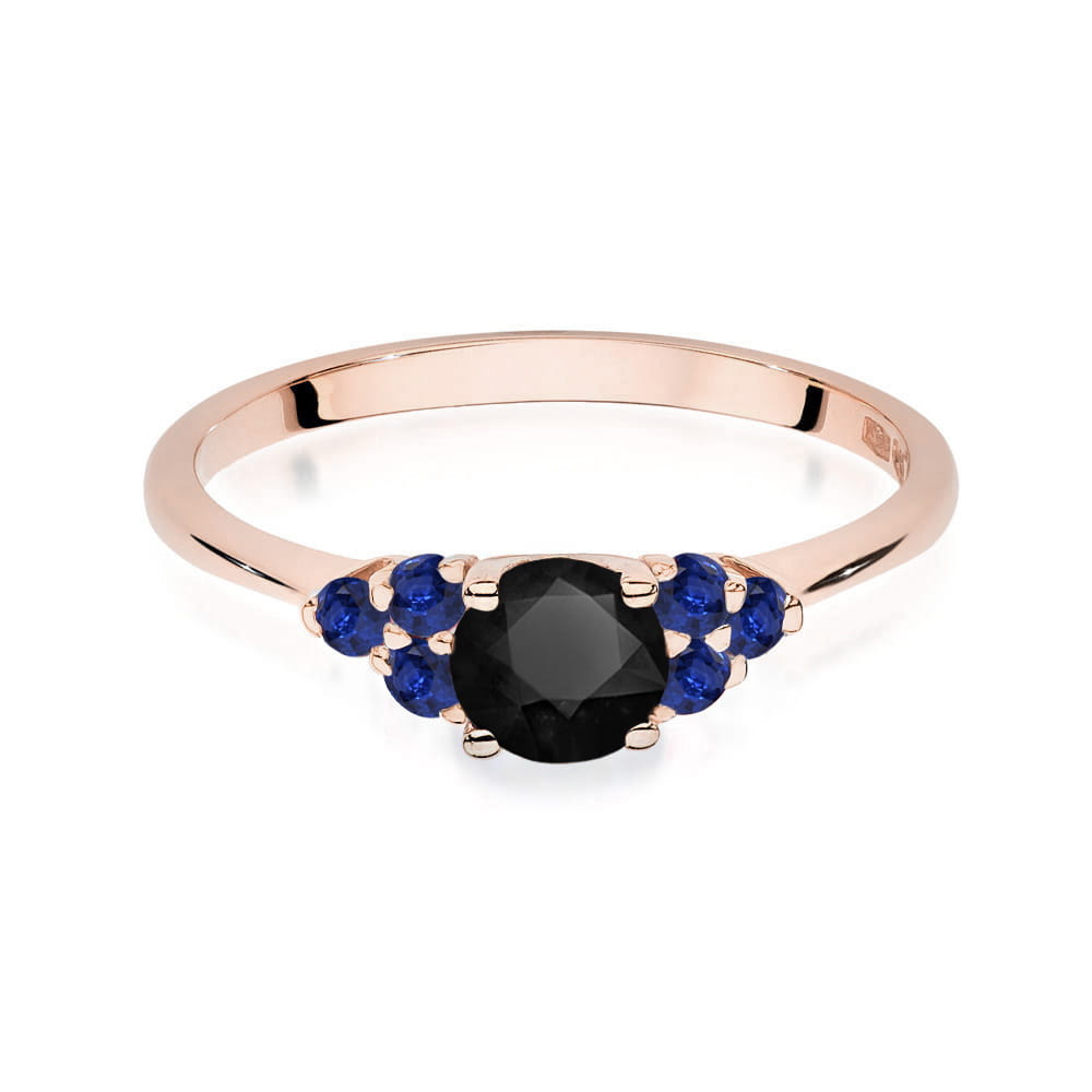 Gold Ring With Black Diamond And Sapphires