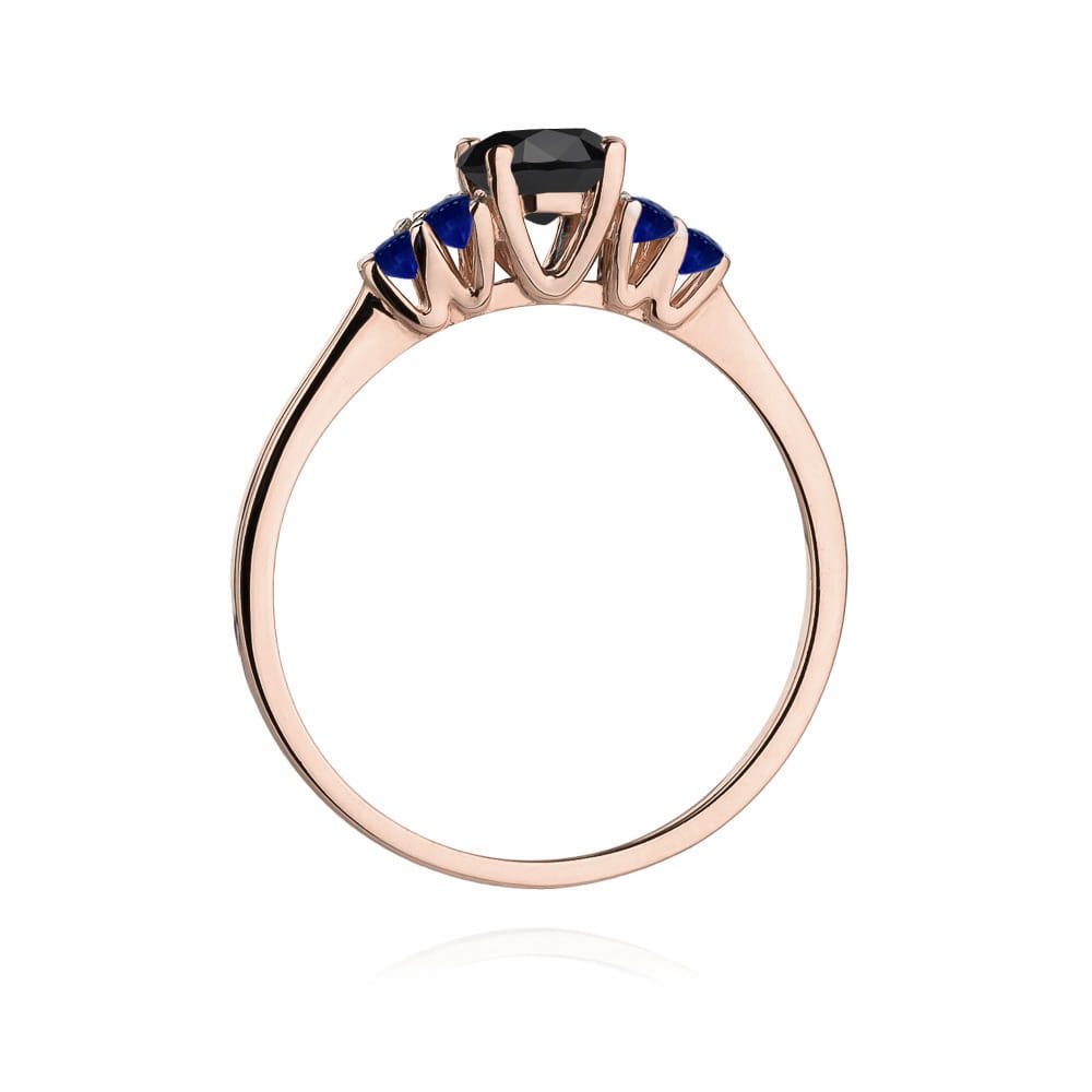 Gold Ring With Black Diamond And Sapphires