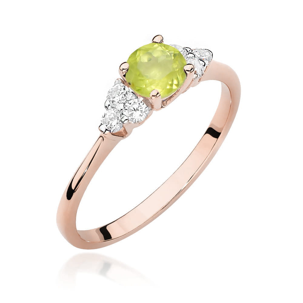 Gold Ring With Peridot And Diamonds