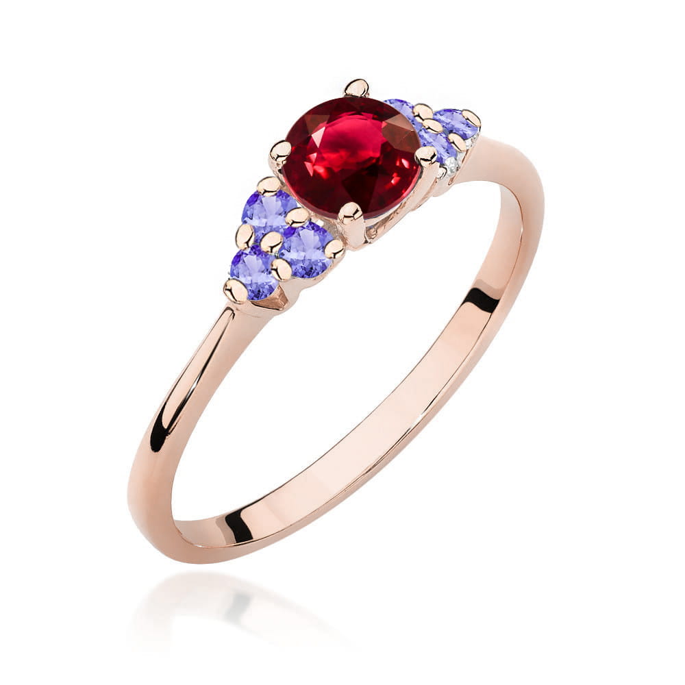 Gold Ring With Ruby And Tanzanite