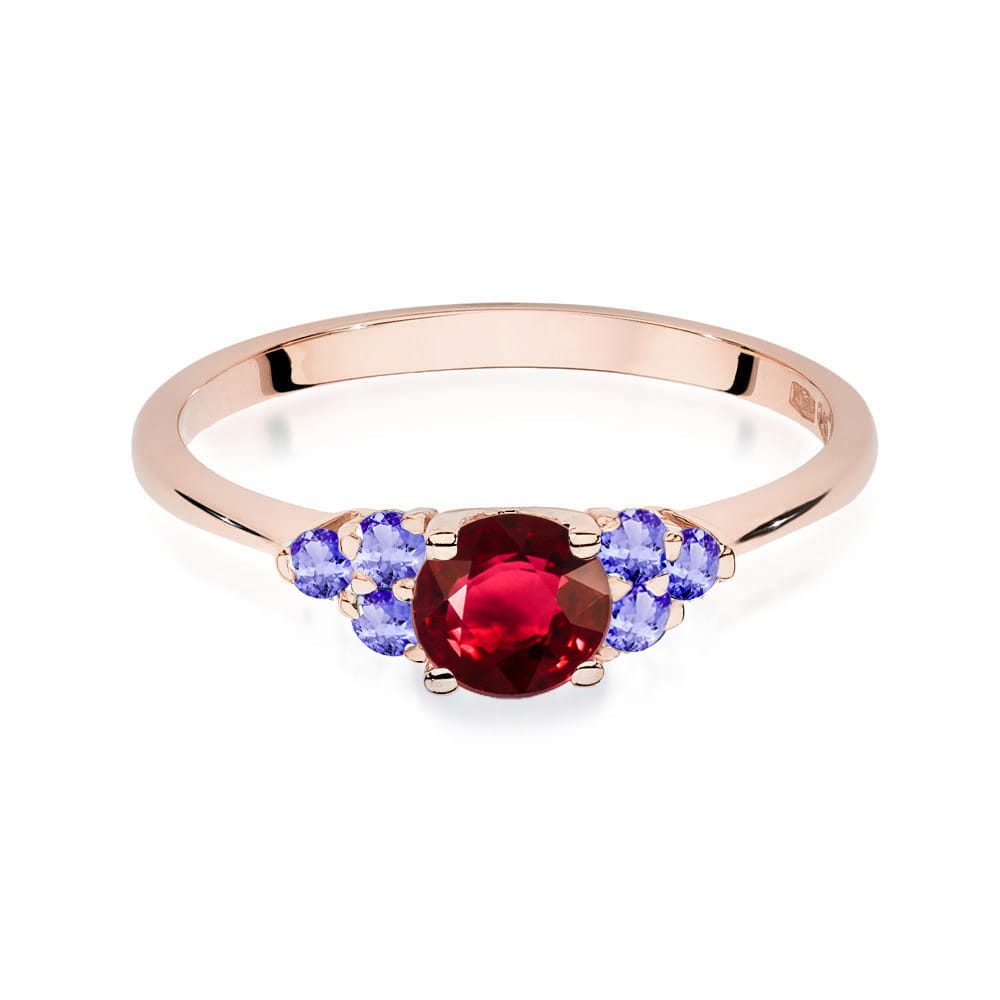 Gold Ring With Ruby And Tanzanite