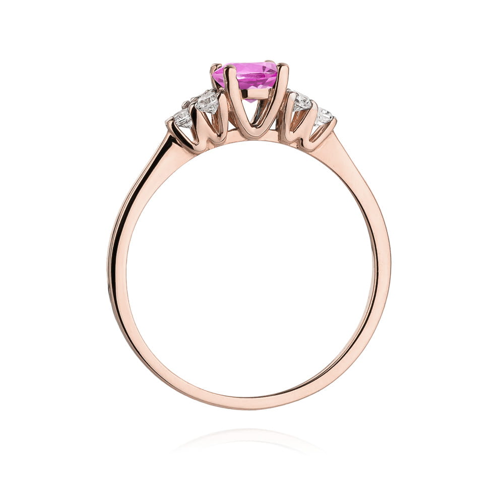Gold Ring With Pink Topaz And Diamonds
