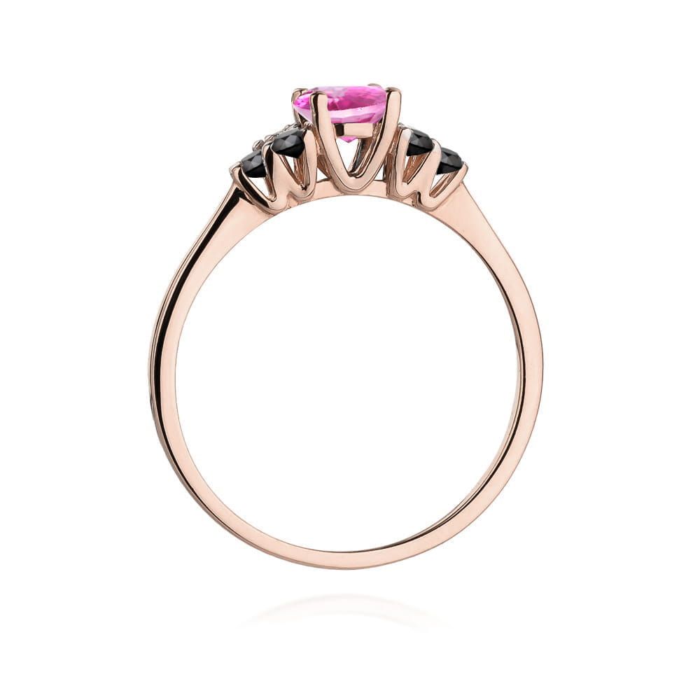 Gold Ring With Pink Topaz And Black Diamonds