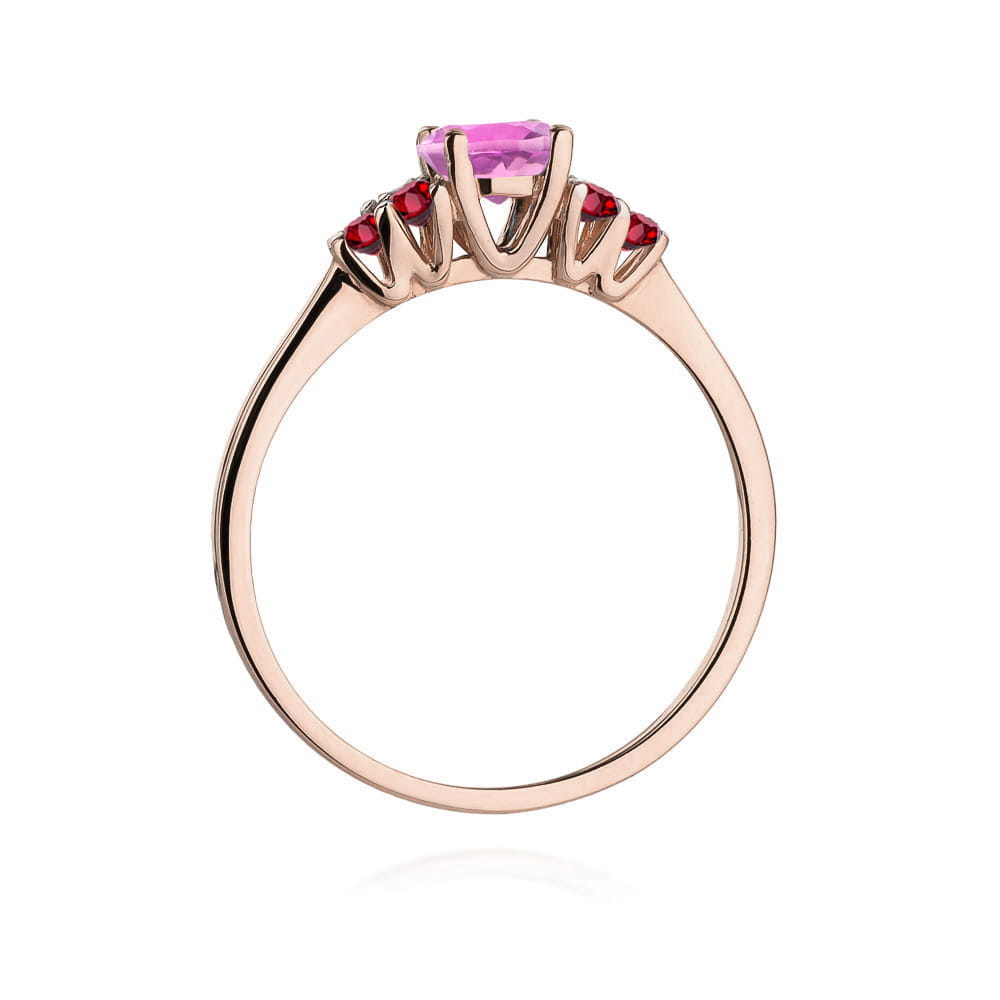 Gold Ring With Pink Topaz And Rubies