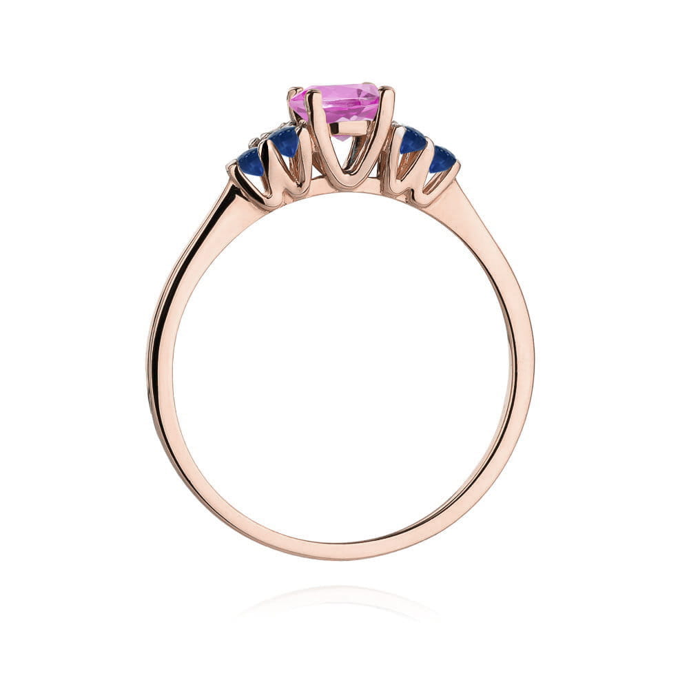 Gold Ring With Pink Topaz And Sapphires