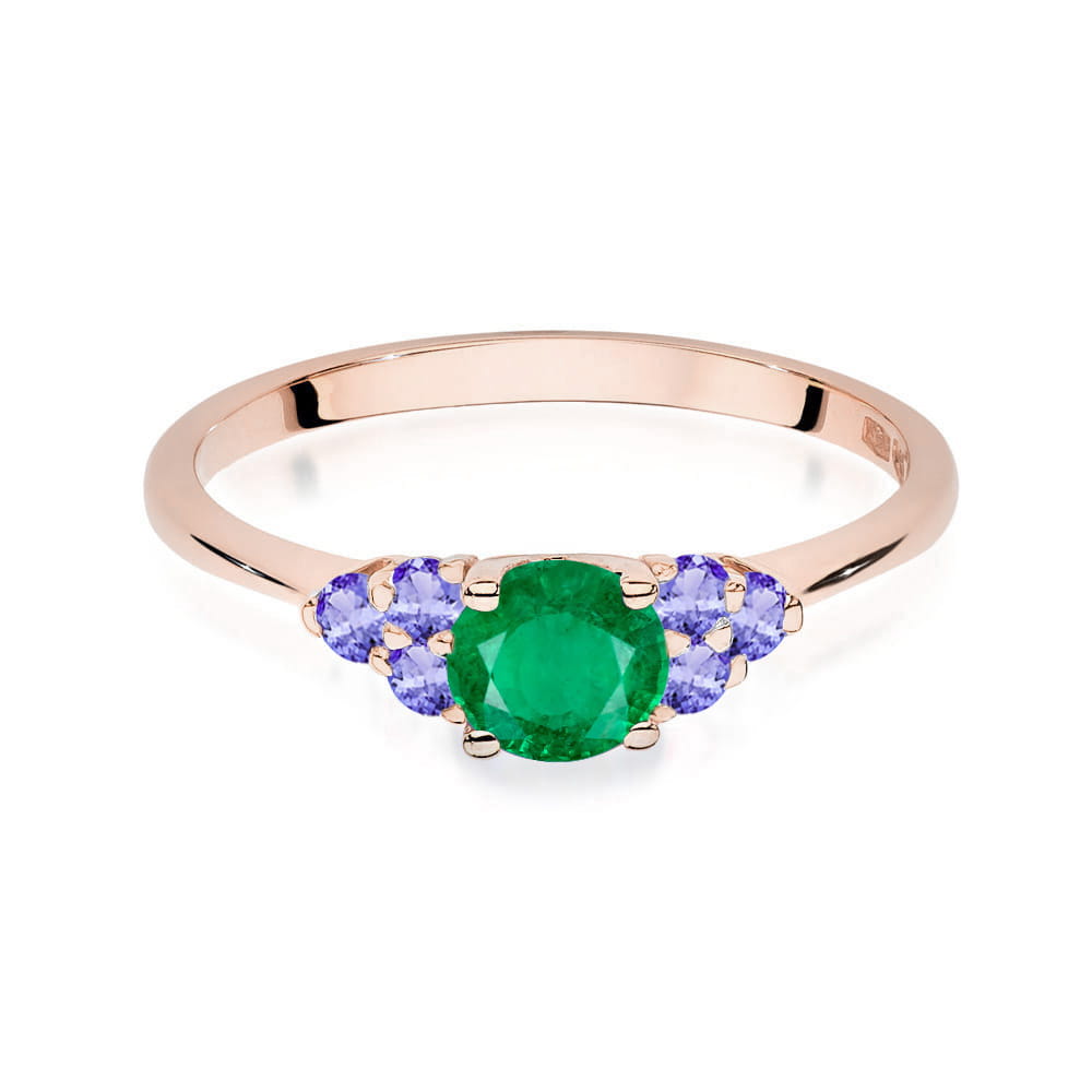 Gold Ring With Emerald And Tanzanite