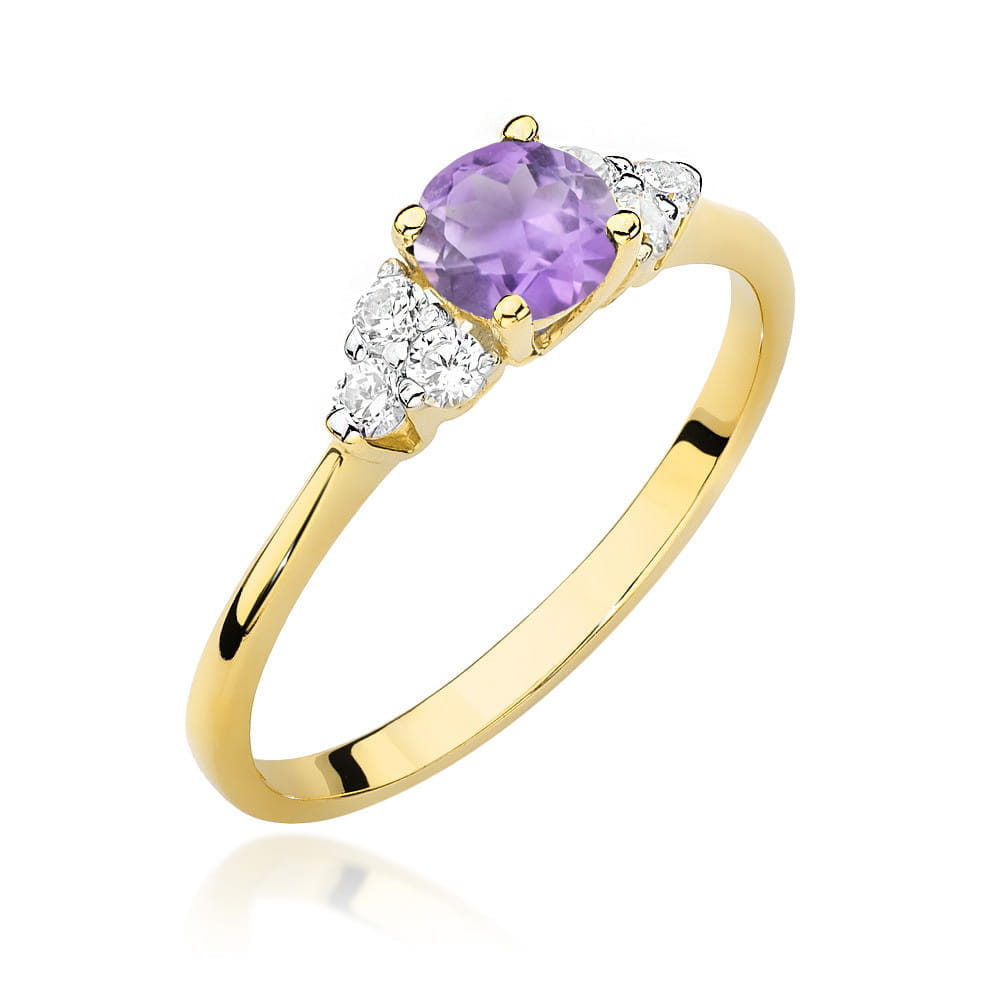 Gold Ring With Amethyst And Diamonds