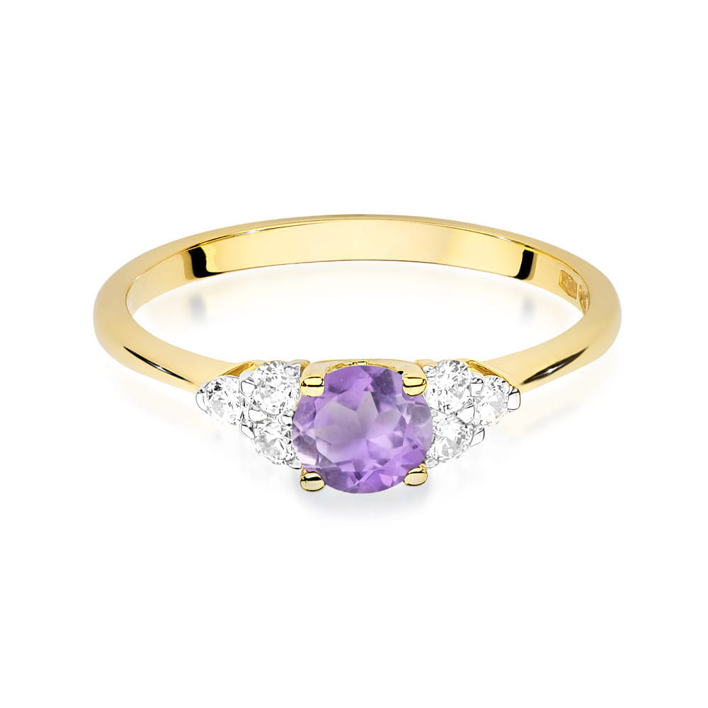Gold Ring With Amethyst And Diamonds