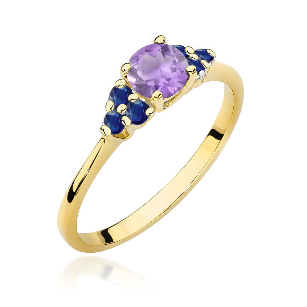 Gold Ring With Amethyst And Sapphires
