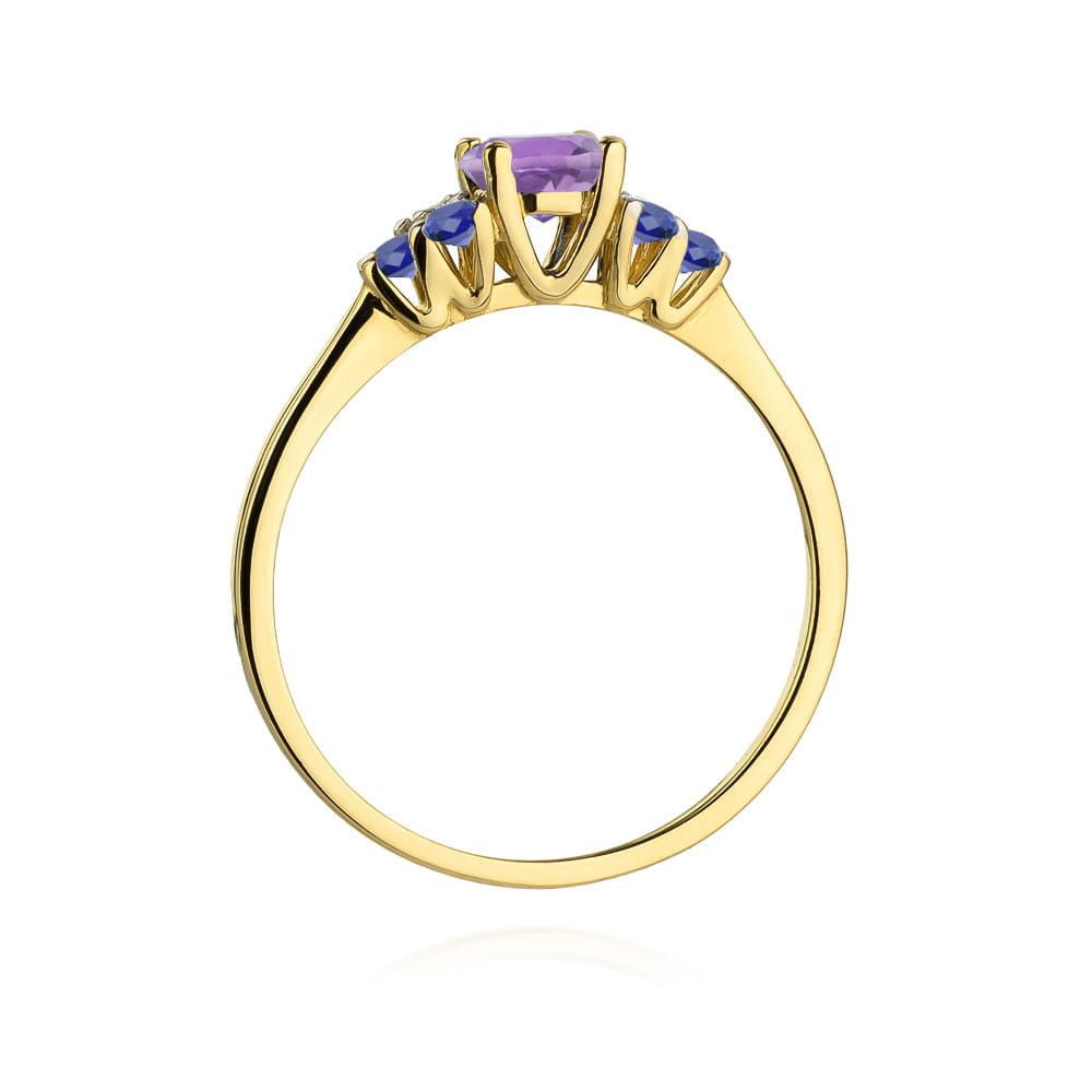 Gold Ring With Amethyst And Sapphires