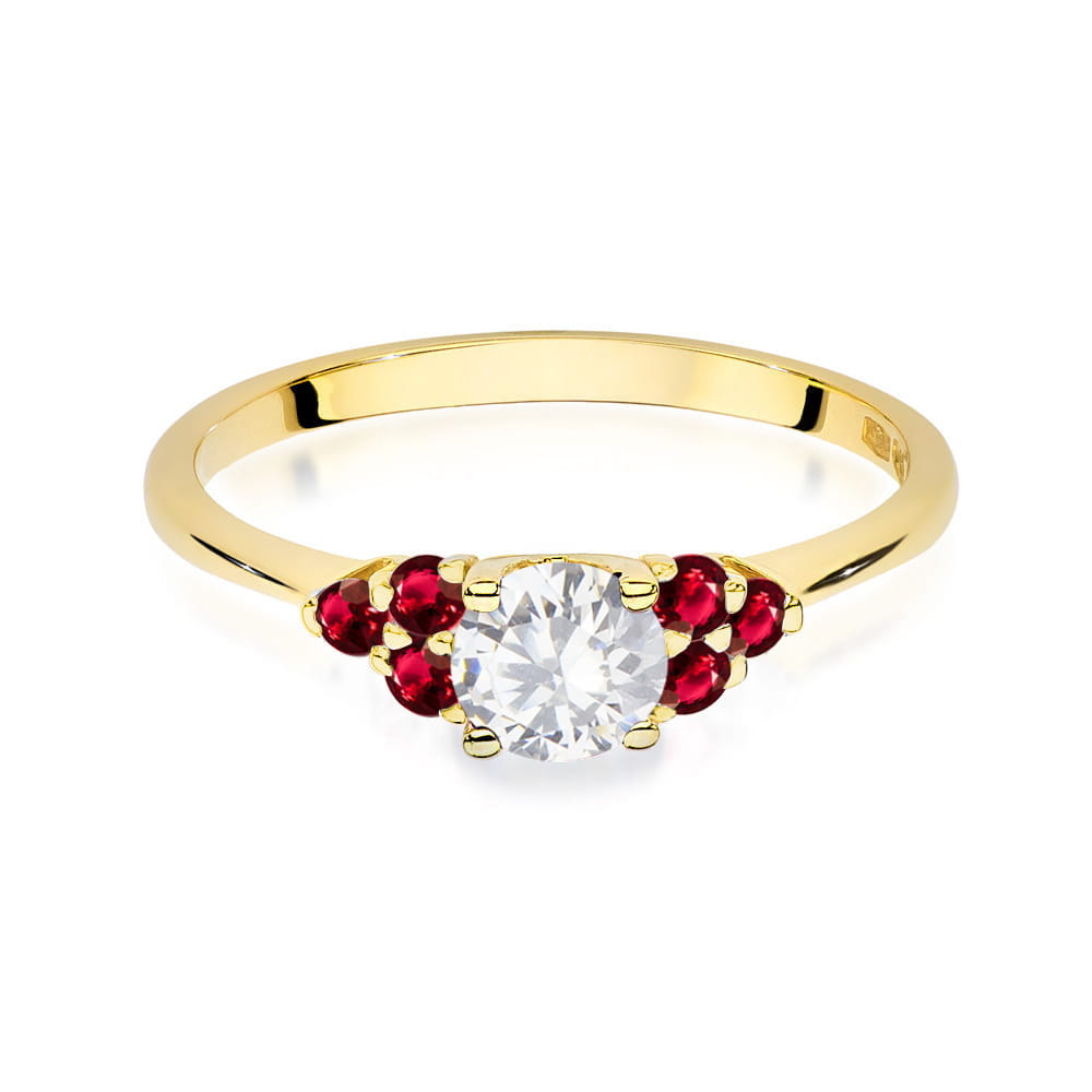Gold Ring With White Sapphire And Rubies