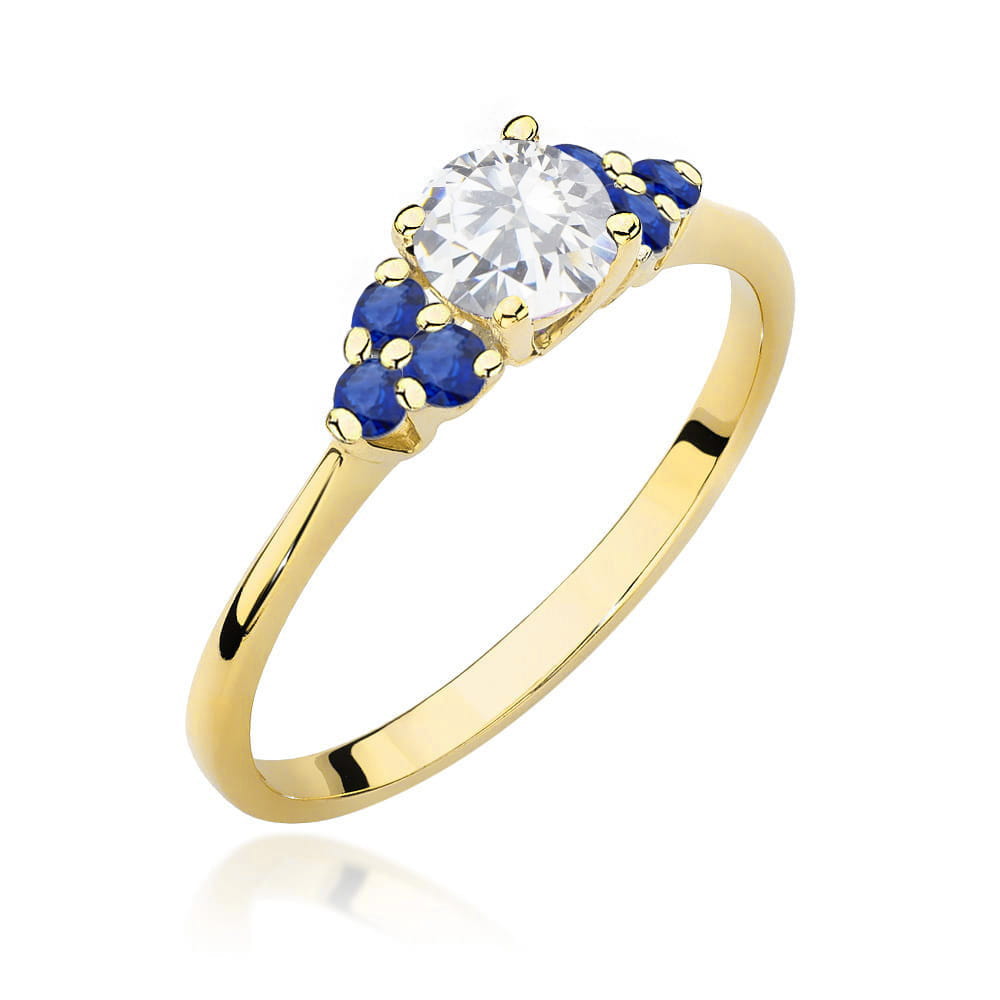 Gold Ring With White And Blue Sapphires
