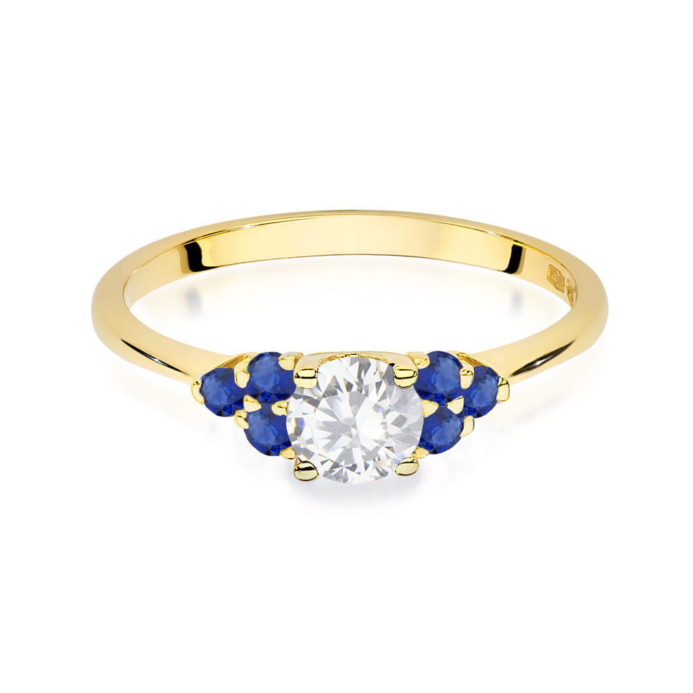 Gold Ring With White And Blue Sapphires