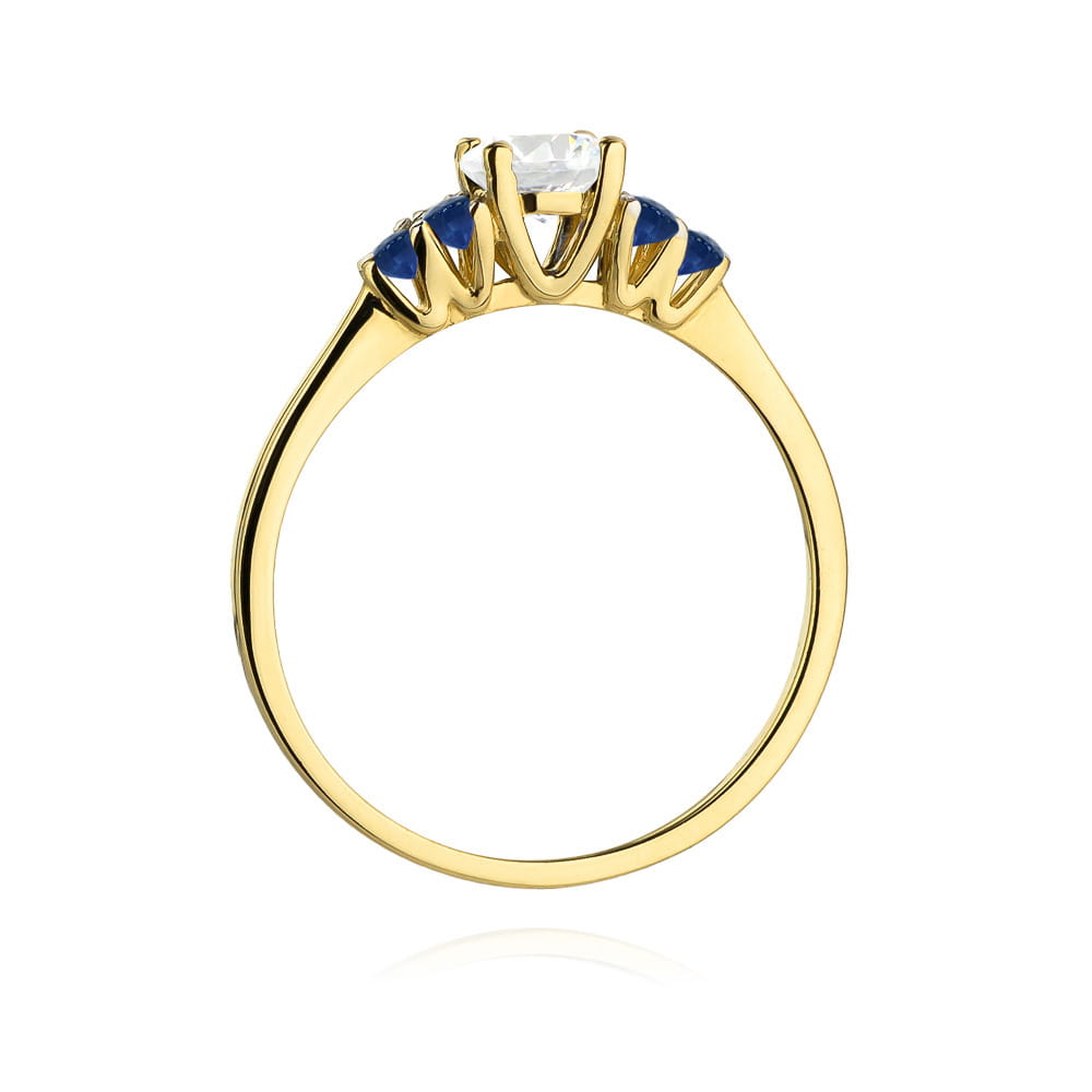 Gold Ring With White And Blue Sapphires