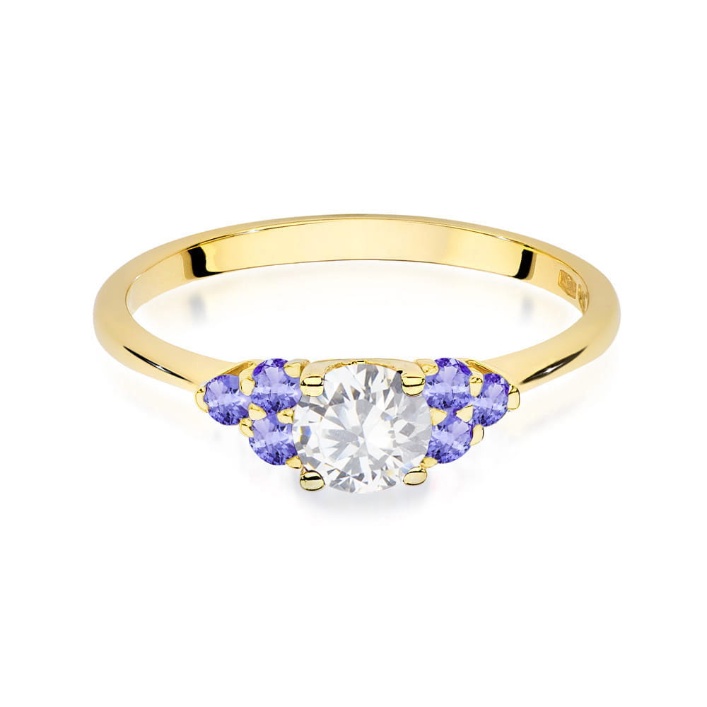 Gold Ring With White Sapphire And Tanzanite